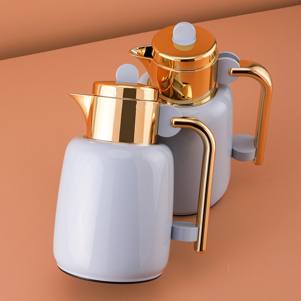 Elegant Vacuum Flask Set – 0.7L & 1L, Baby Blue & Gold – Perfect for Tea & Coffee Service | Home and Ideal Gift for Any Occasion