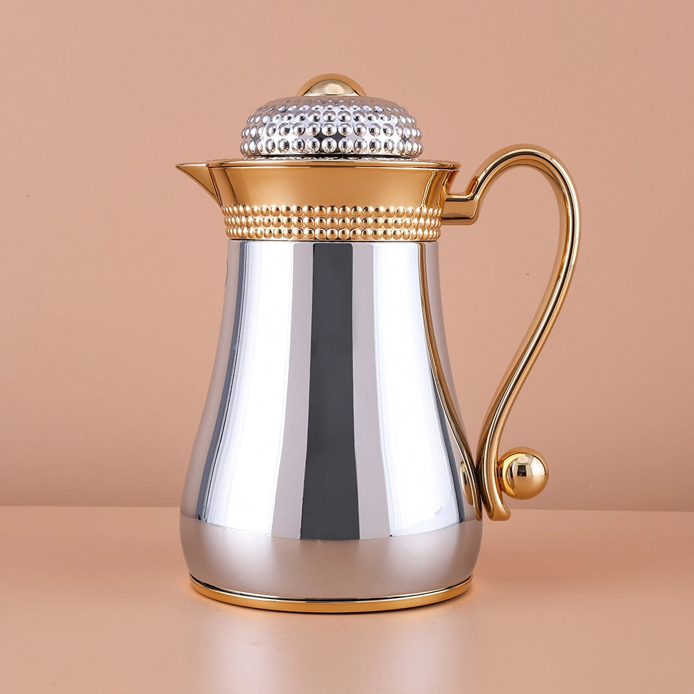 Silver and Gold Bubble Dot Design Flask Elegant Vacuum – Perfect for Tea & Coffee- 0.5 L