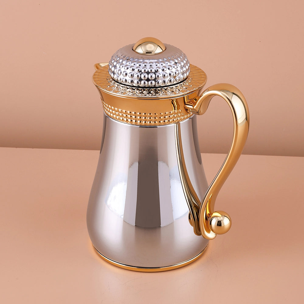 Silver and Gold Bubble Dot Design Flask Elegant Vacuum – Perfect for Tea & Coffee- 0.5 L