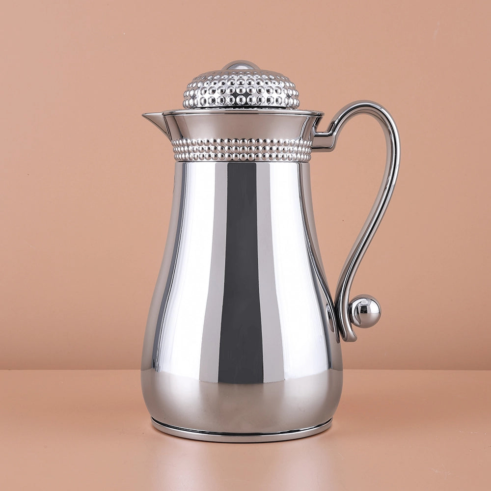 Silver and Bubble Dot Design Flask Elegant Vacuum – Perfect for Tea & Coffee -1 L