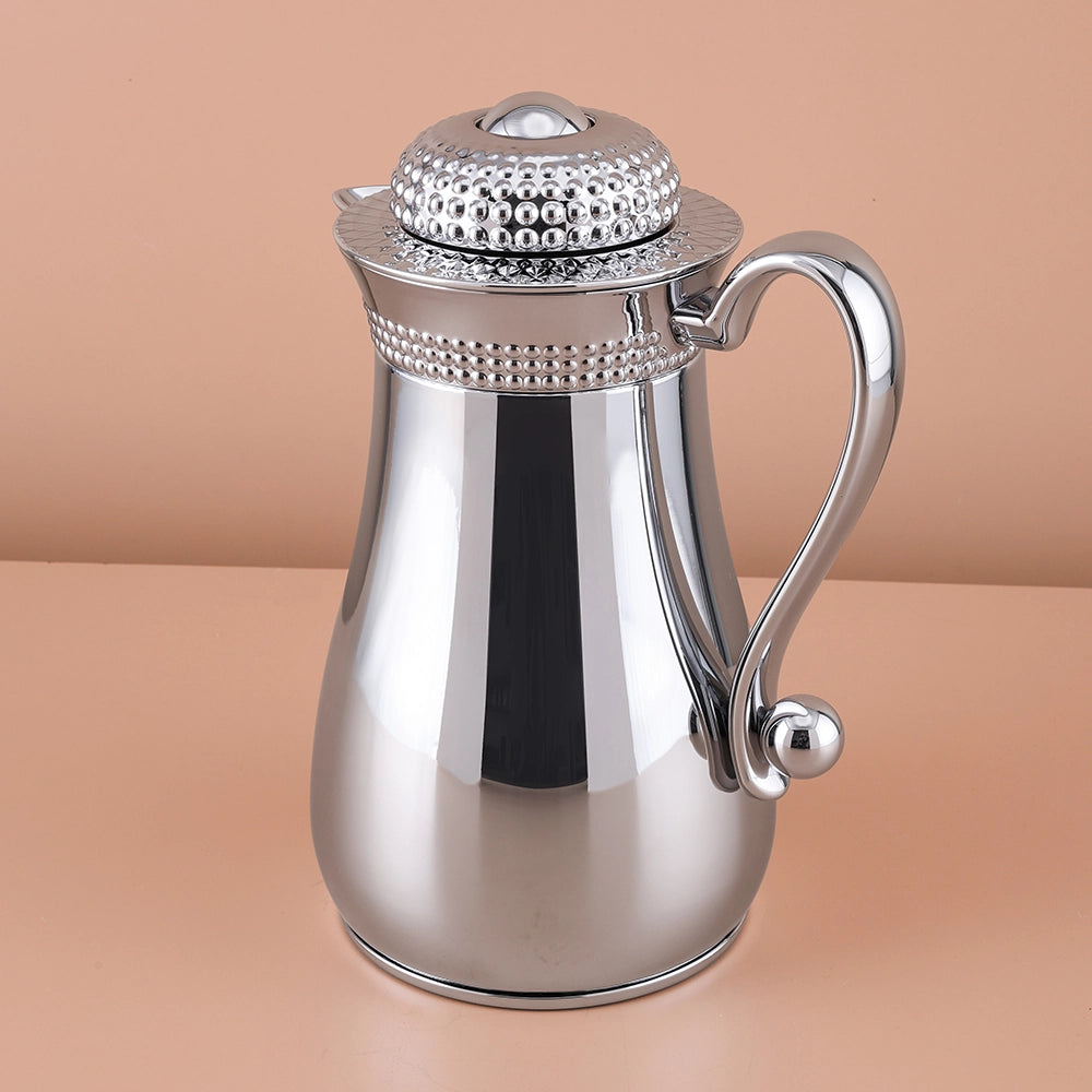 Silver and Bubble Dot Design Flask Elegant Vacuum – Perfect for Tea & Coffee -1 L