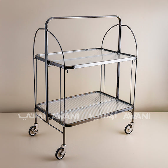 Stainless Steel Utility Trolley with Two Shelves -  Silver