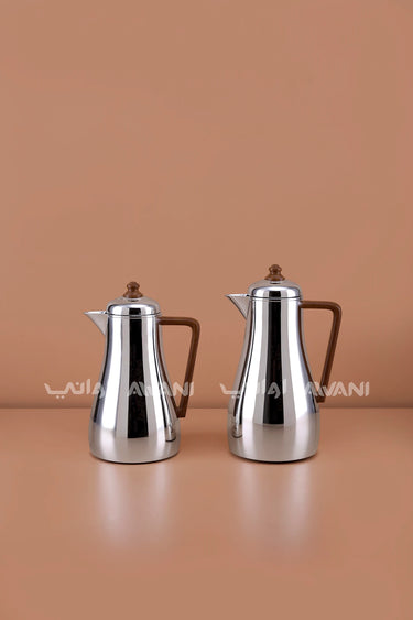 NOOR DALLAH/FLASK SET FOR TEA & COFFEE - 03 BROWN WOOD COLOR HANDLE