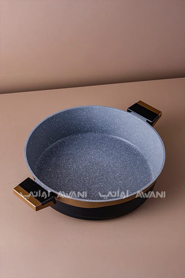 طاجن أساسيات مع غطاء جرانيت غير لاصق أسود وبني