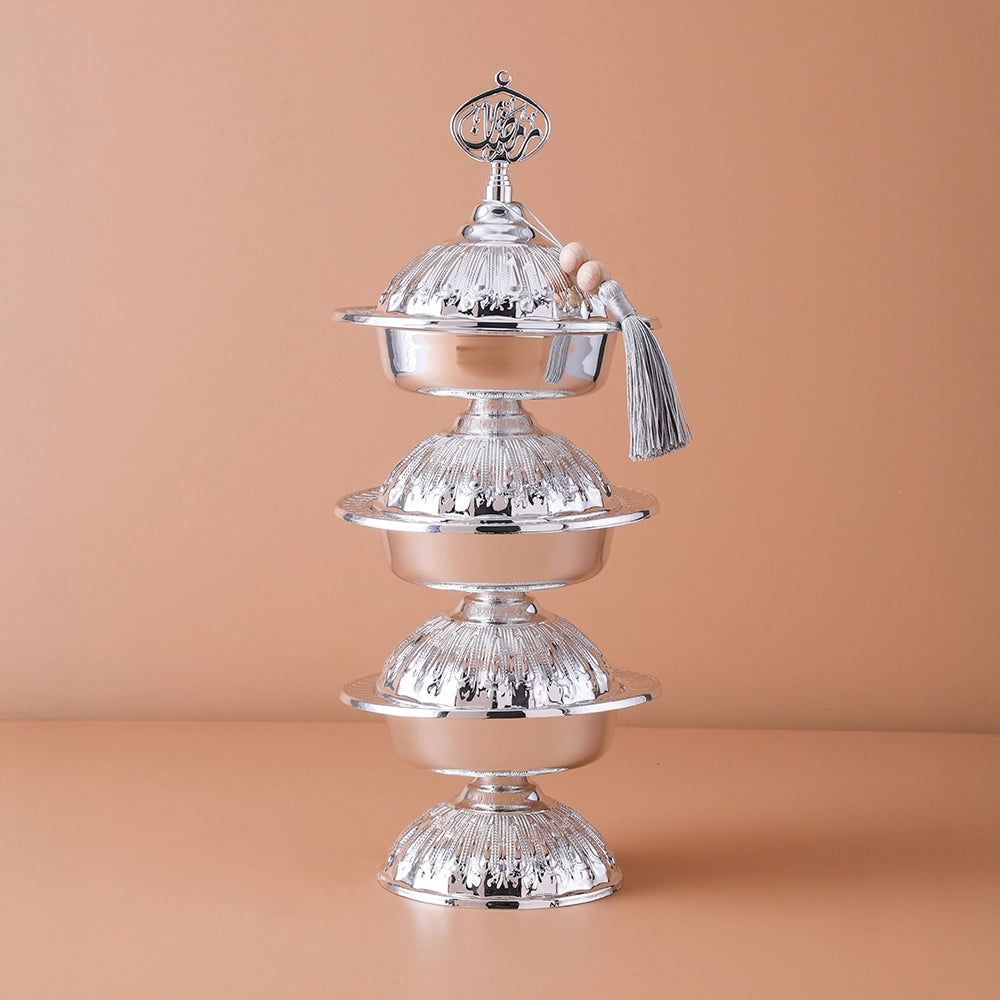 Small Sweets Buffet, Arabic Dessert Table, Luxury Event Decor, Wedding Buffet Table (silver color - Detachable three tire )