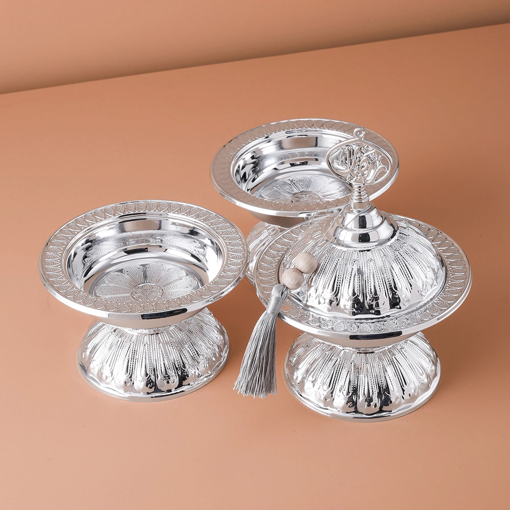 Small Sweets Buffet, Arabic Dessert Table, Luxury Event Decor, Wedding Buffet Table (silver color - Detachable three tire )