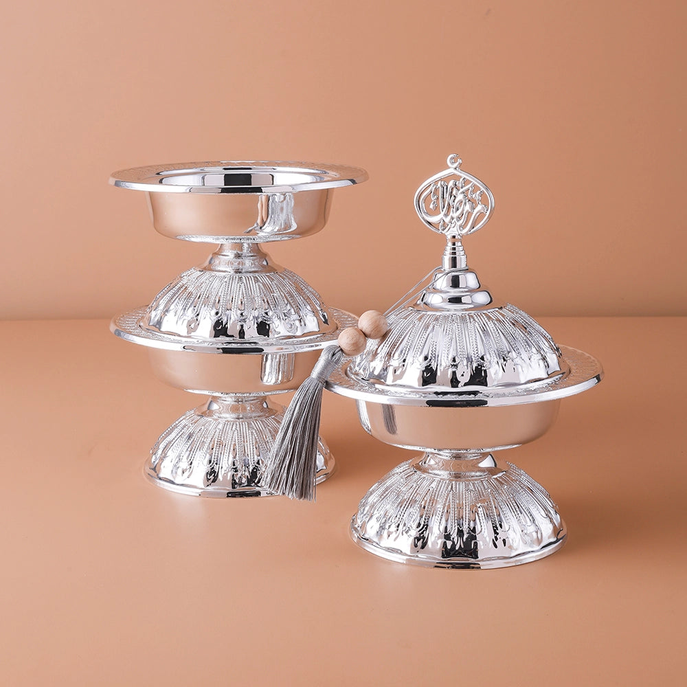 Small Sweets Buffet, Arabic Dessert Table, Luxury Event Decor, Wedding Buffet Table (silver color - Detachable three tire )