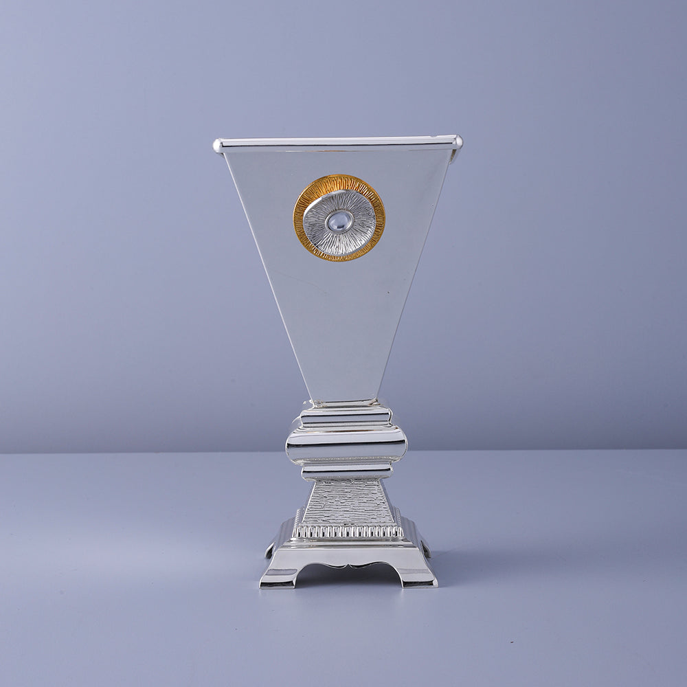 Plain Silver Color New Style Incense Burner Holder - Round Silver and Gold Design