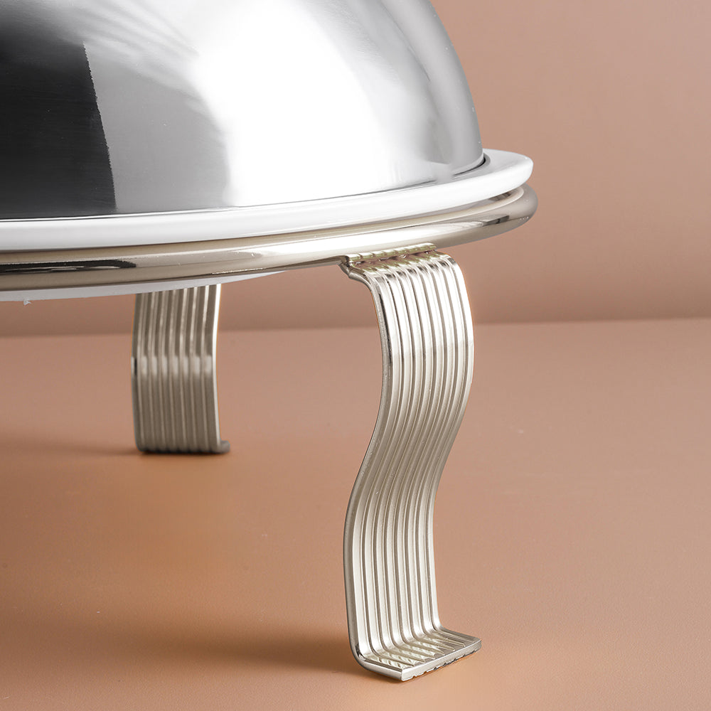 طبق تقديم فاخر فضي اللون مع غطاء واقٍ - كبير