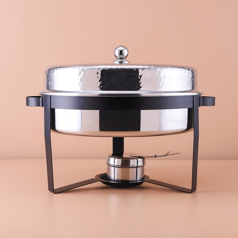 طبق تسخين فاخر ثلاثي التوهج - لون فضي وأسود - 7 لتر