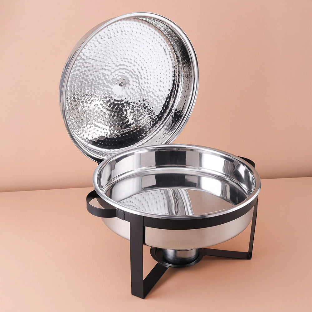 طبق تسخين فاخر ثلاثي التوهج - لون فضي وأسود - 7 لتر