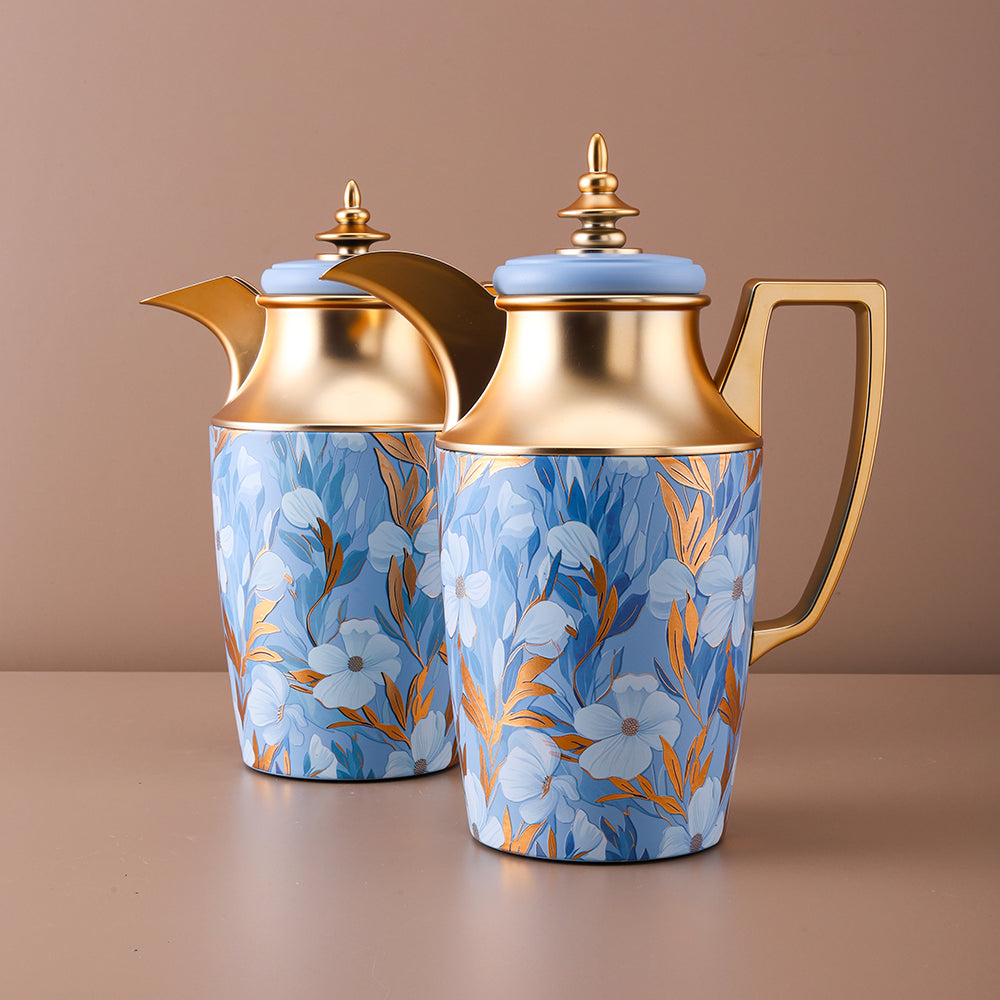 New Elegant Vacuum Flask Set – 1 L & 1L, Handle Gold – Perfect for Tea & Coffee Service | Gift for Any Occasion
