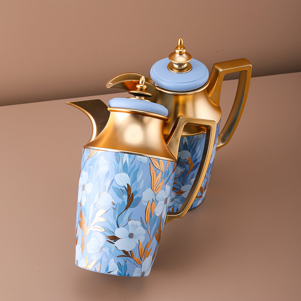 New Elegant Vacuum Flask Set – 1 L & 1L, Handle Gold – Perfect for Tea & Coffee Service | Gift for Any Occasion