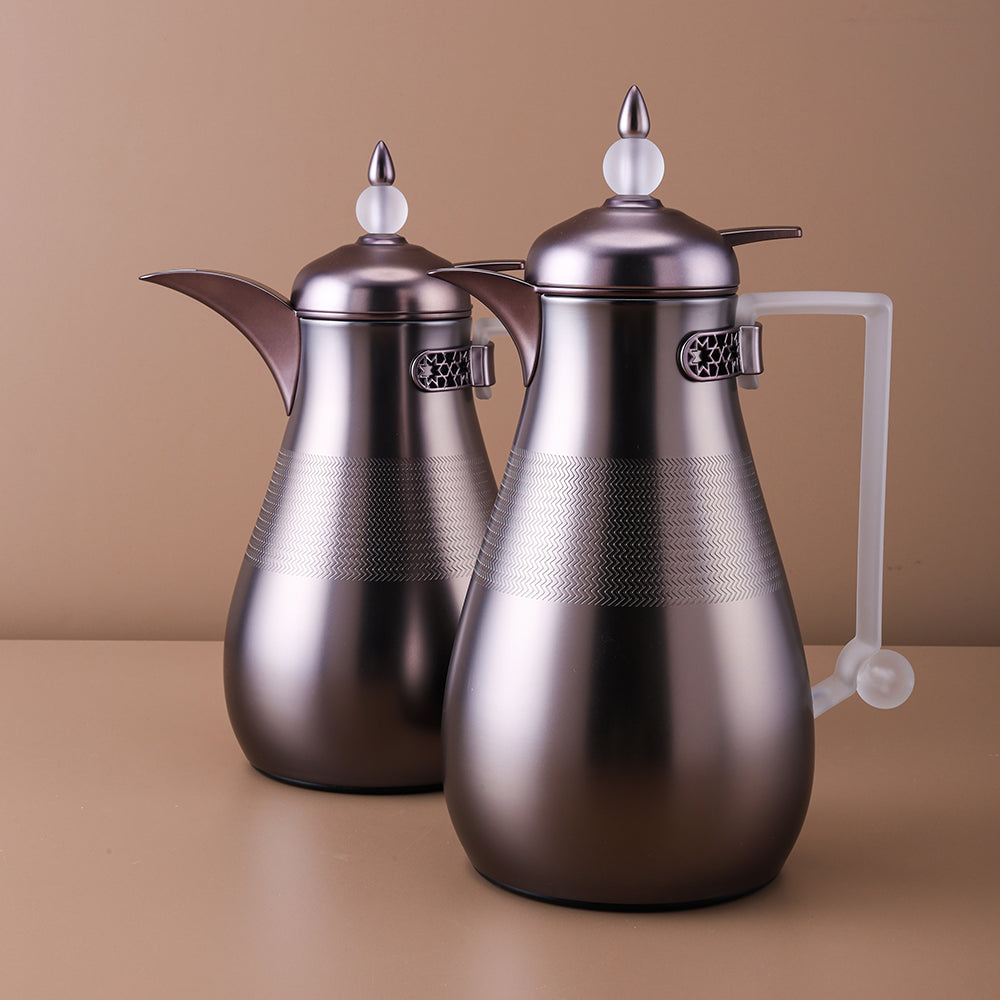 Vacuum Flask Set – 1 L & 0.7 L, Black and Clear– Perfect for Tea & Coffee Service | Gift for Any Occasion