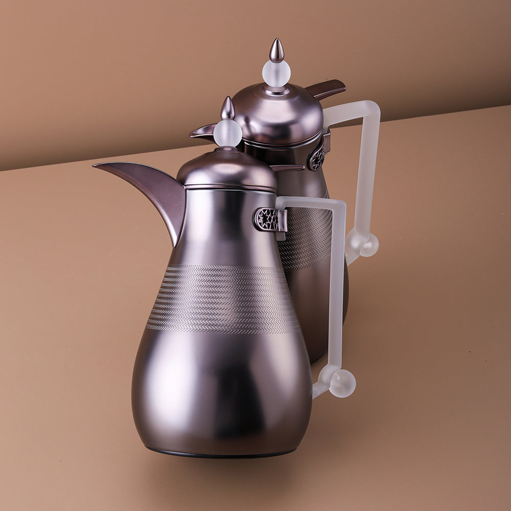 Vacuum Flask Set – 1 L & 0.7 L, Black and Clear– Perfect for Tea & Coffee Service | Gift for Any Occasion