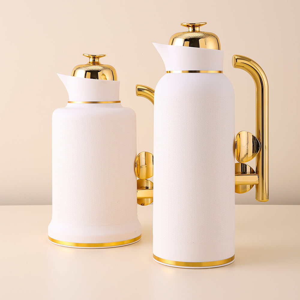 Dallah 1 Litre  Duo Set - Gold and White