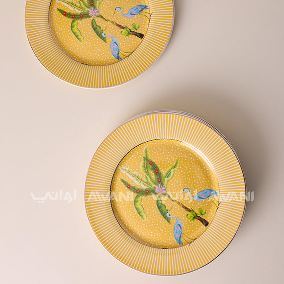 Yellow Leaf Design - Dinnerware Set, Round A grade Stoneware Dinnerware Set Kitchen Plates And Bowls Set