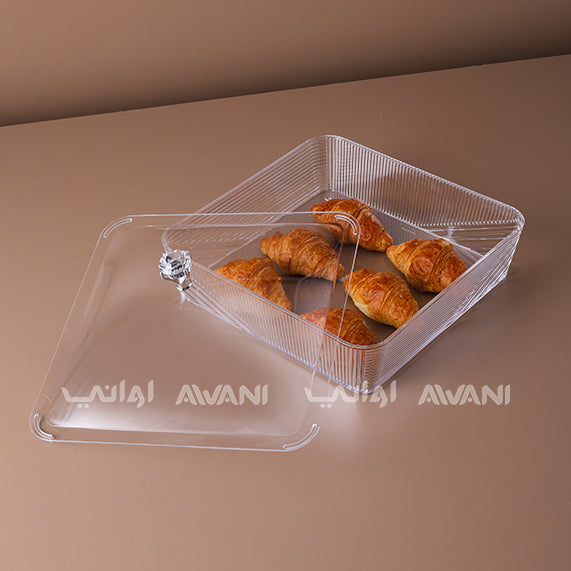 صينية تقديم كلاسيكية من الكريستال والأكريليك الفضي | فواكه مجففة، مكسرات، حلويات، كيك أو وجبات خفيفة