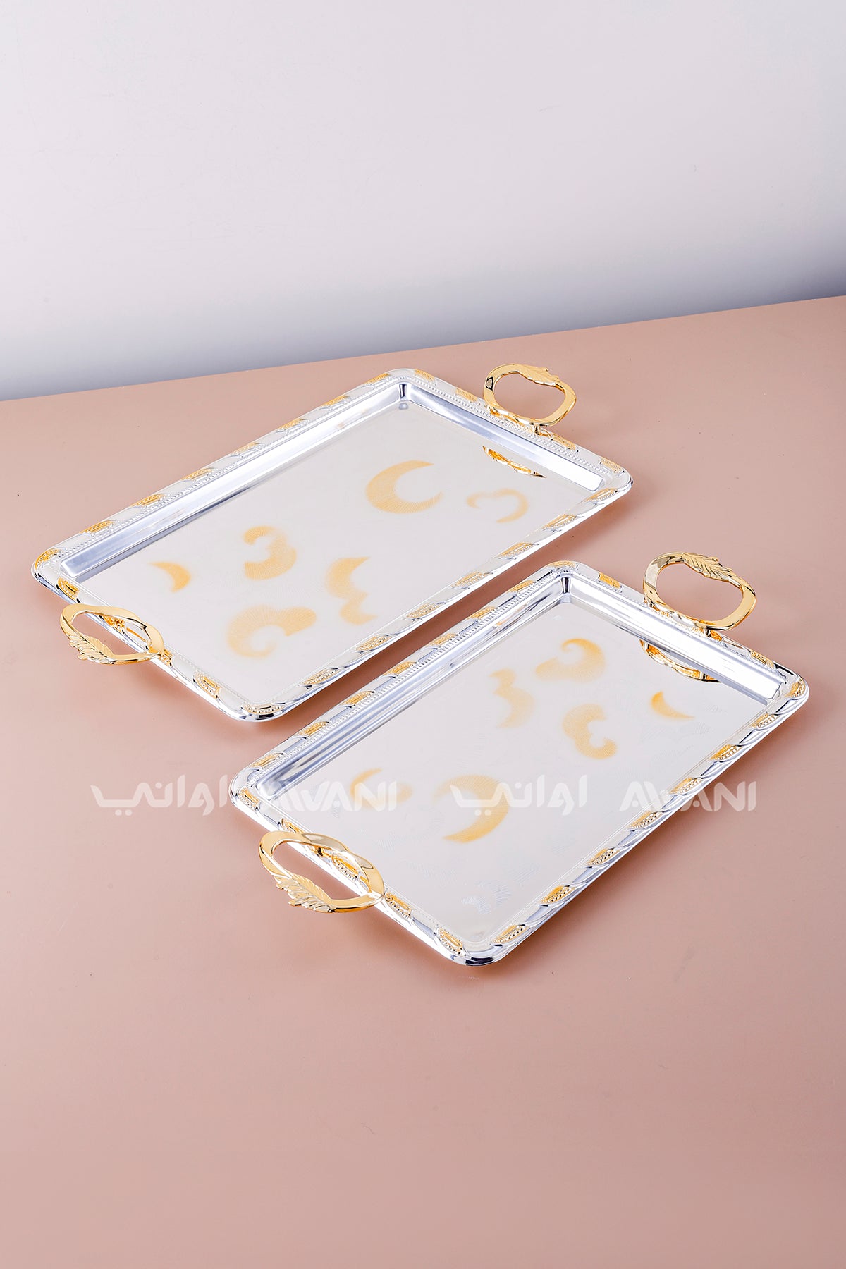 Luxury Silver & Gold Tray | Decorative Metal Serving Platter