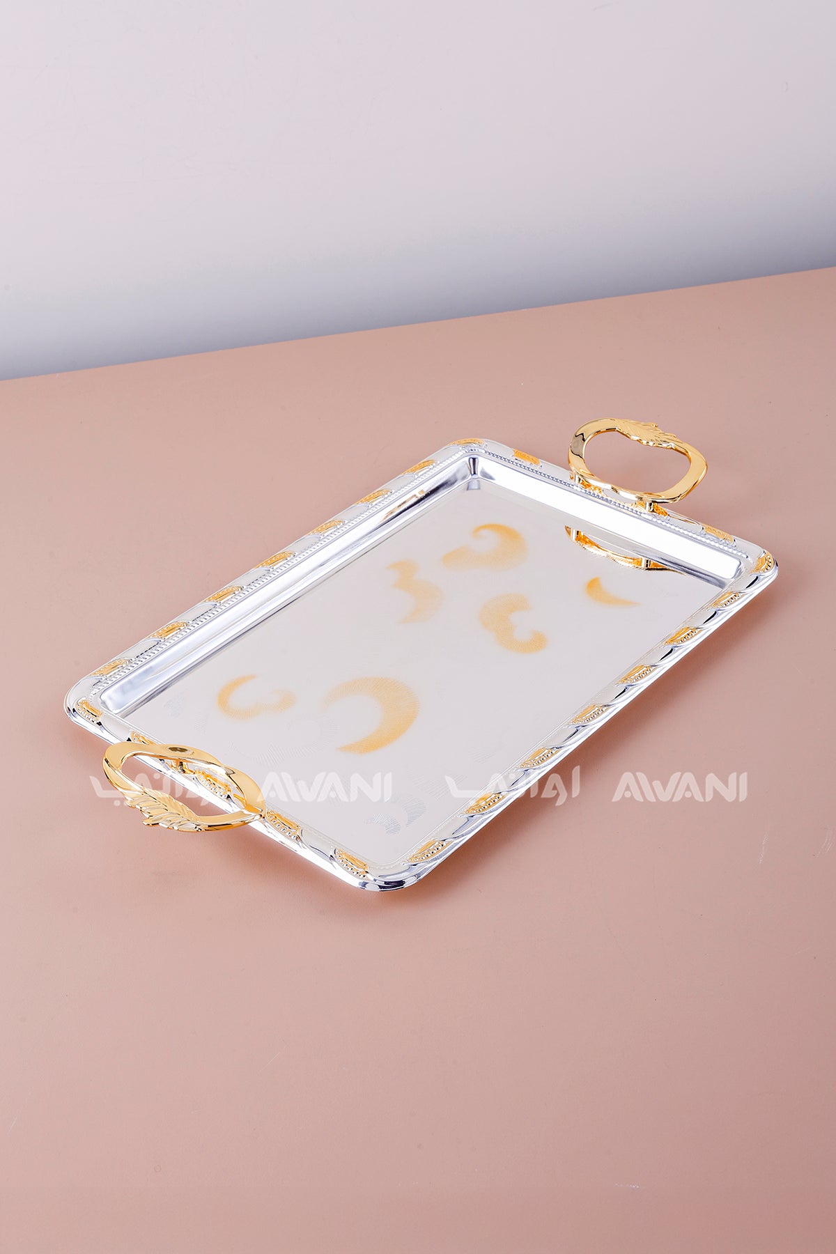Luxury Silver & Gold Tray | Decorative Metal Serving Platter