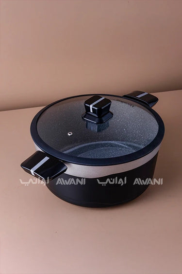طقم أواني طهي من 12 قطعة أسود فضي