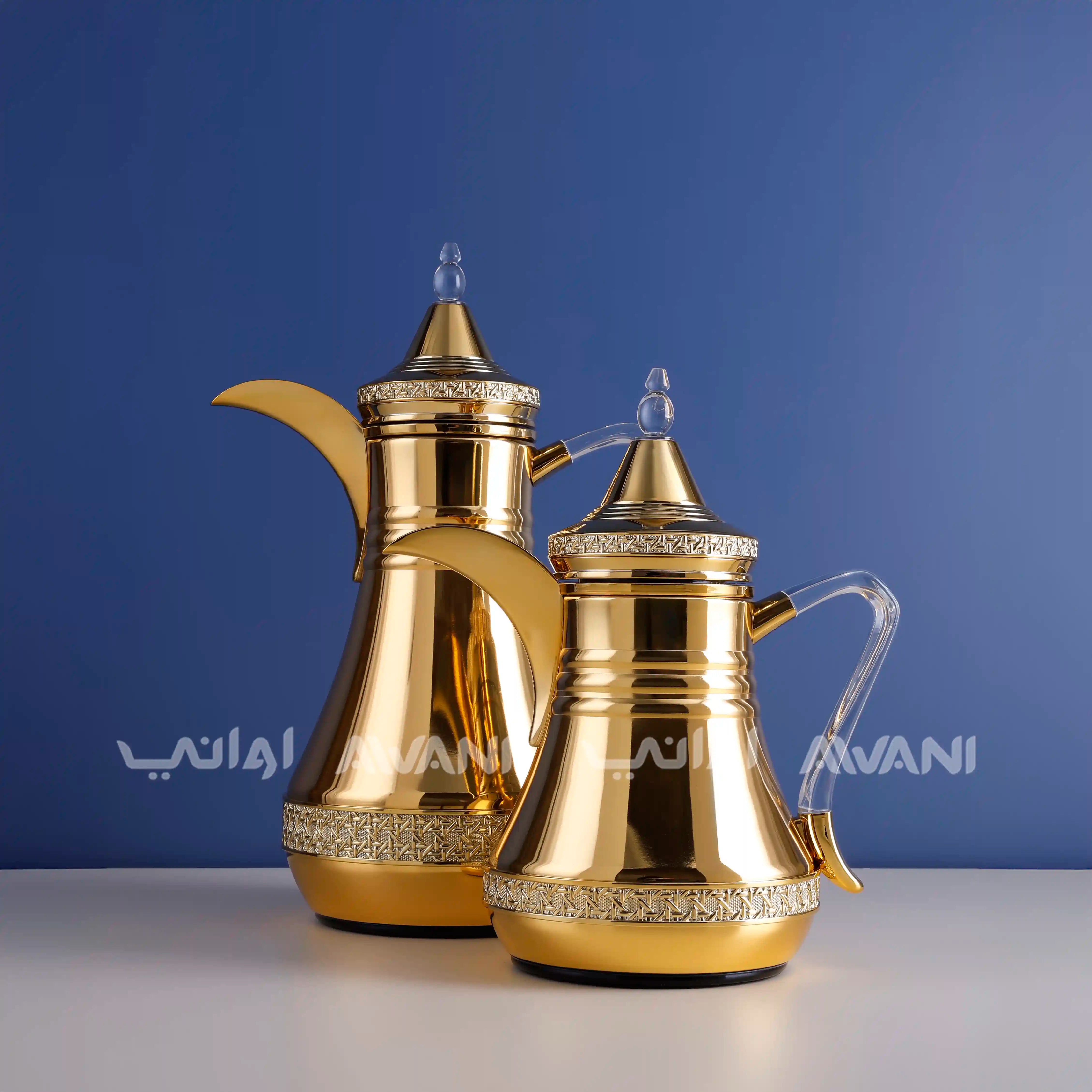 Dallah Set – 2 Pcs (0.35 ML + 1 L) Gold