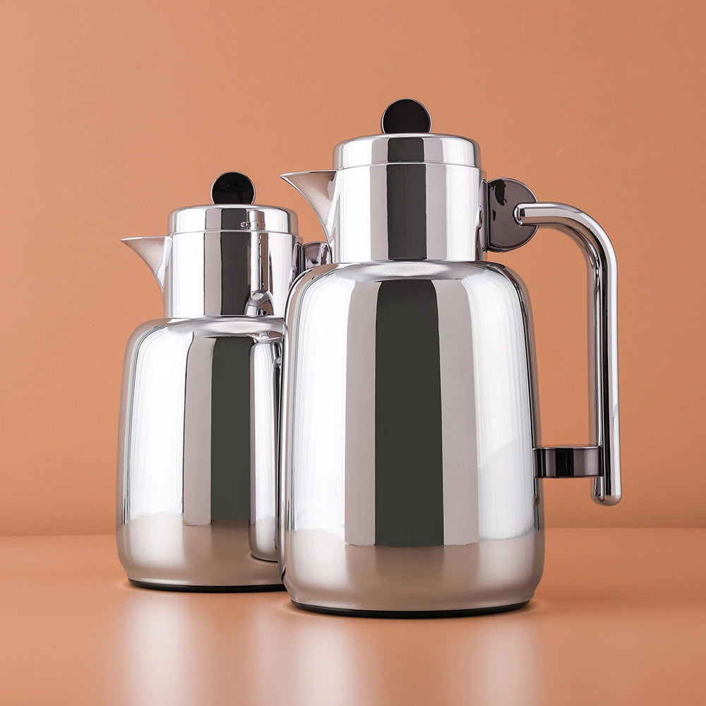 Elegant Vacuum Flask Set – 0.7L & 1L, Silver & Black – Perfect for Tea & Coffee Service | Home and Ideal Gift for Any Occasion