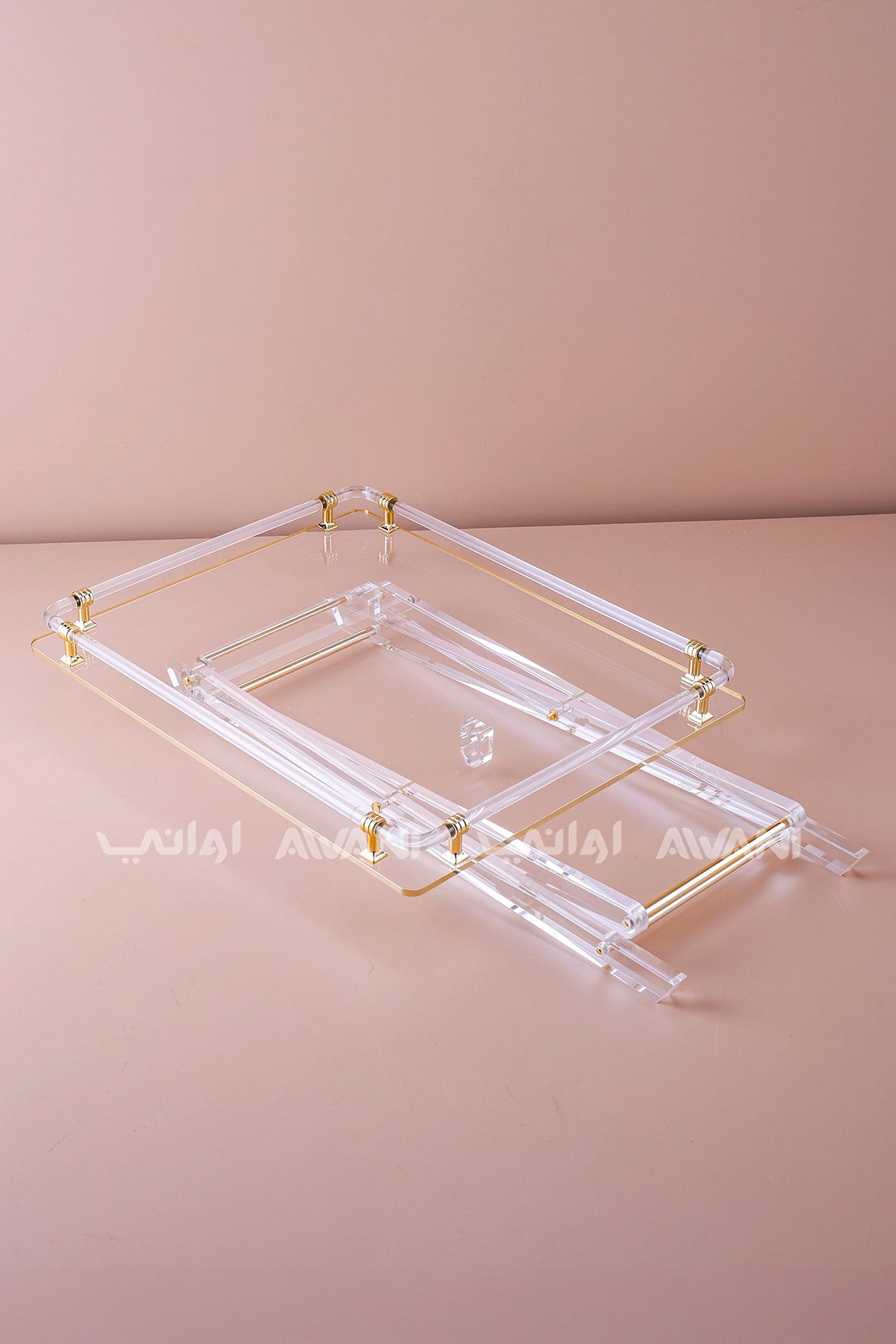 Acrylic Foldable Table with Gold Accents - Rec
