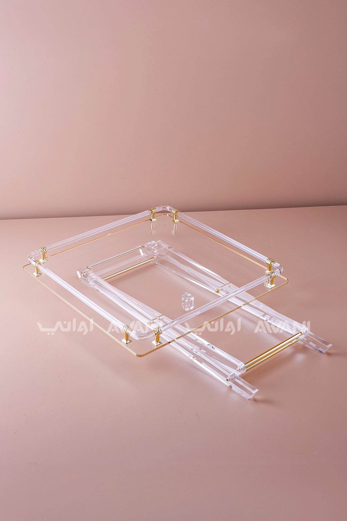 Acrylic Foldable Table with Gold Accents - Sq