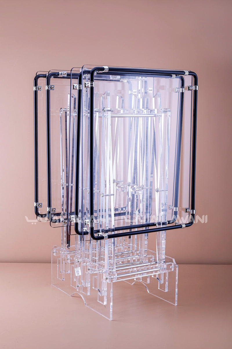 Acrylic Foldable Table in Black – Rectangle (L 50 cm × W 40 cm × H 55 cm)