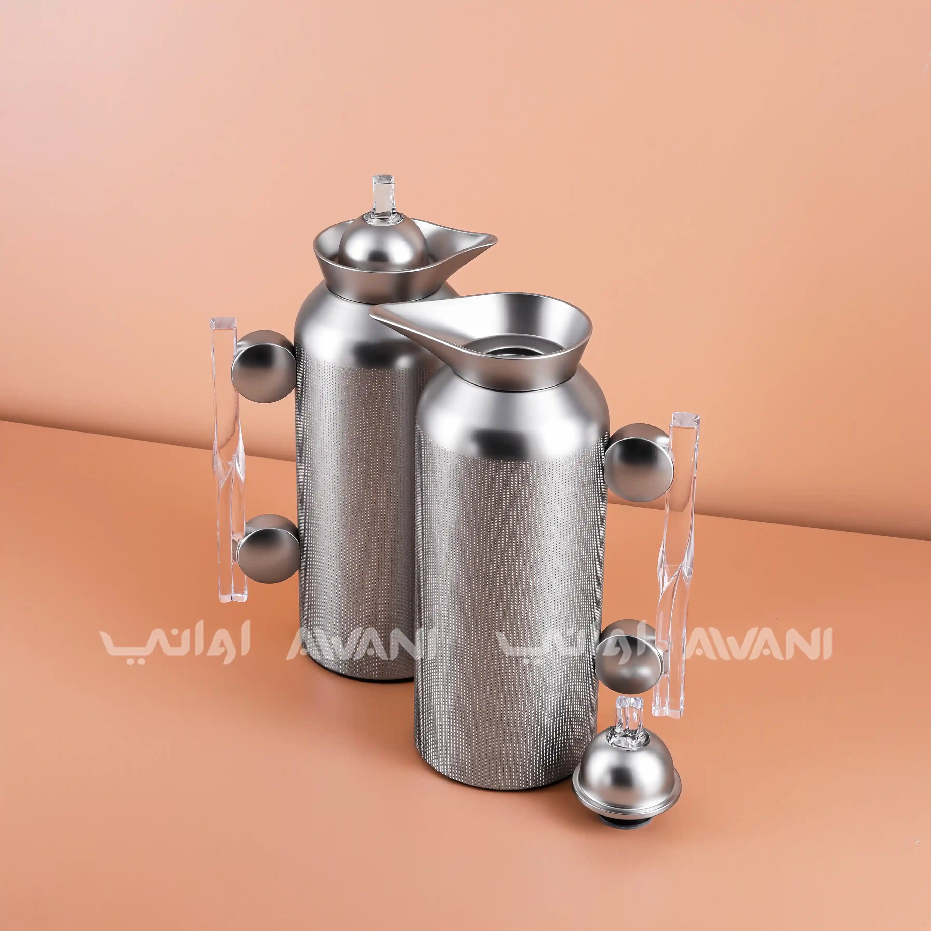 Stainless Steel Flask Set – Matt Silver Color 1 L
