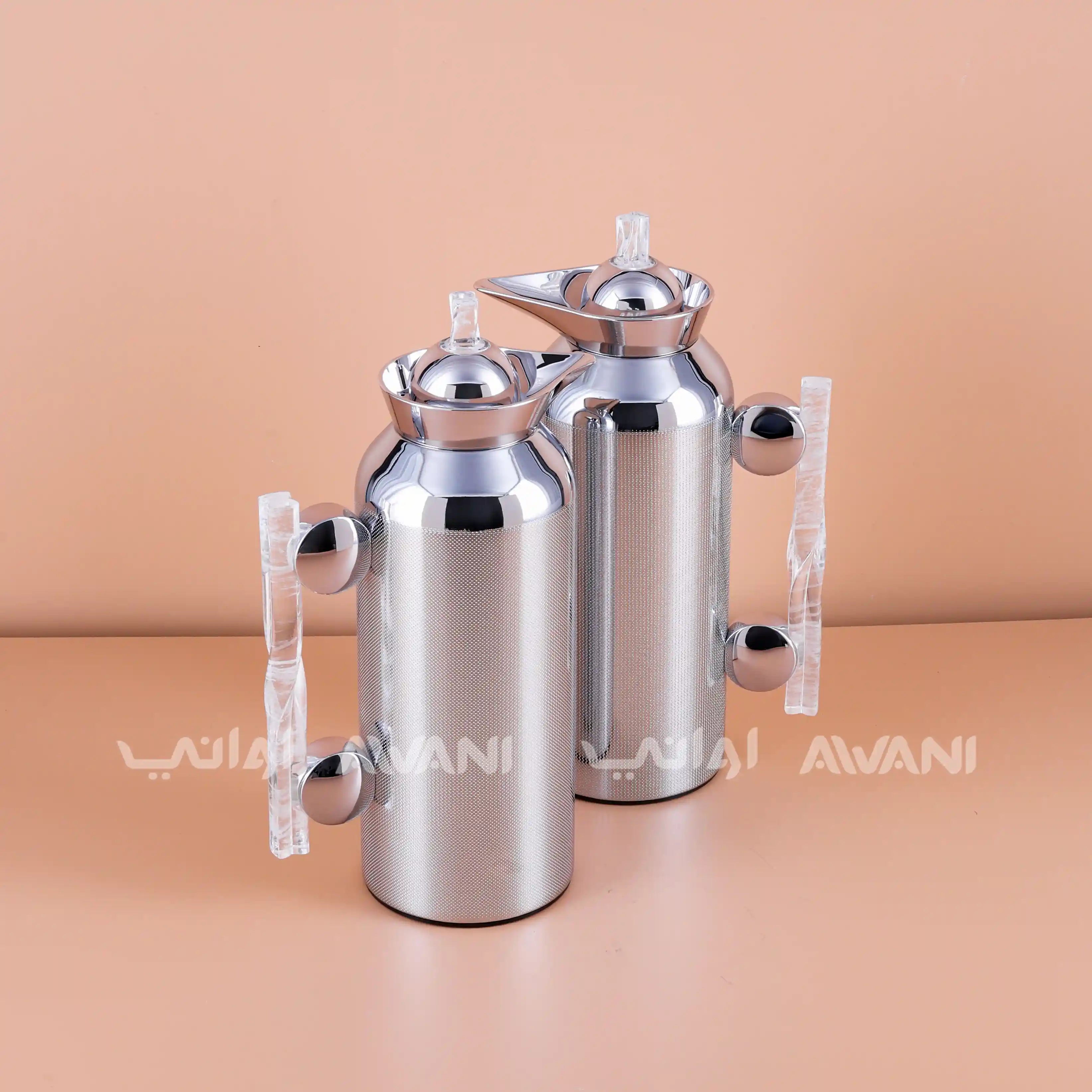 Stainless Steel Flask Set – Silver Design 1 L