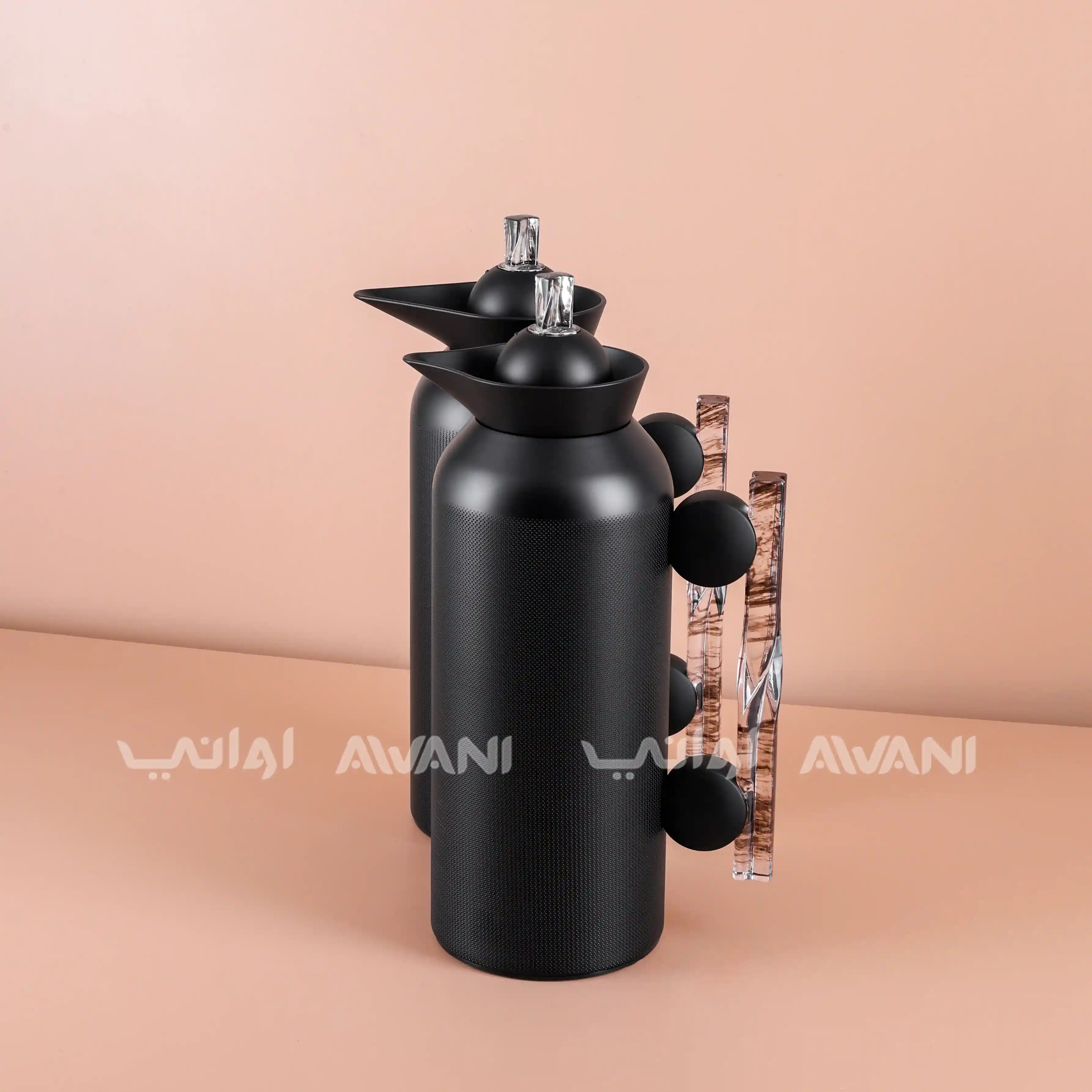 Stainless Steel Flask Set – Black Design 1 L