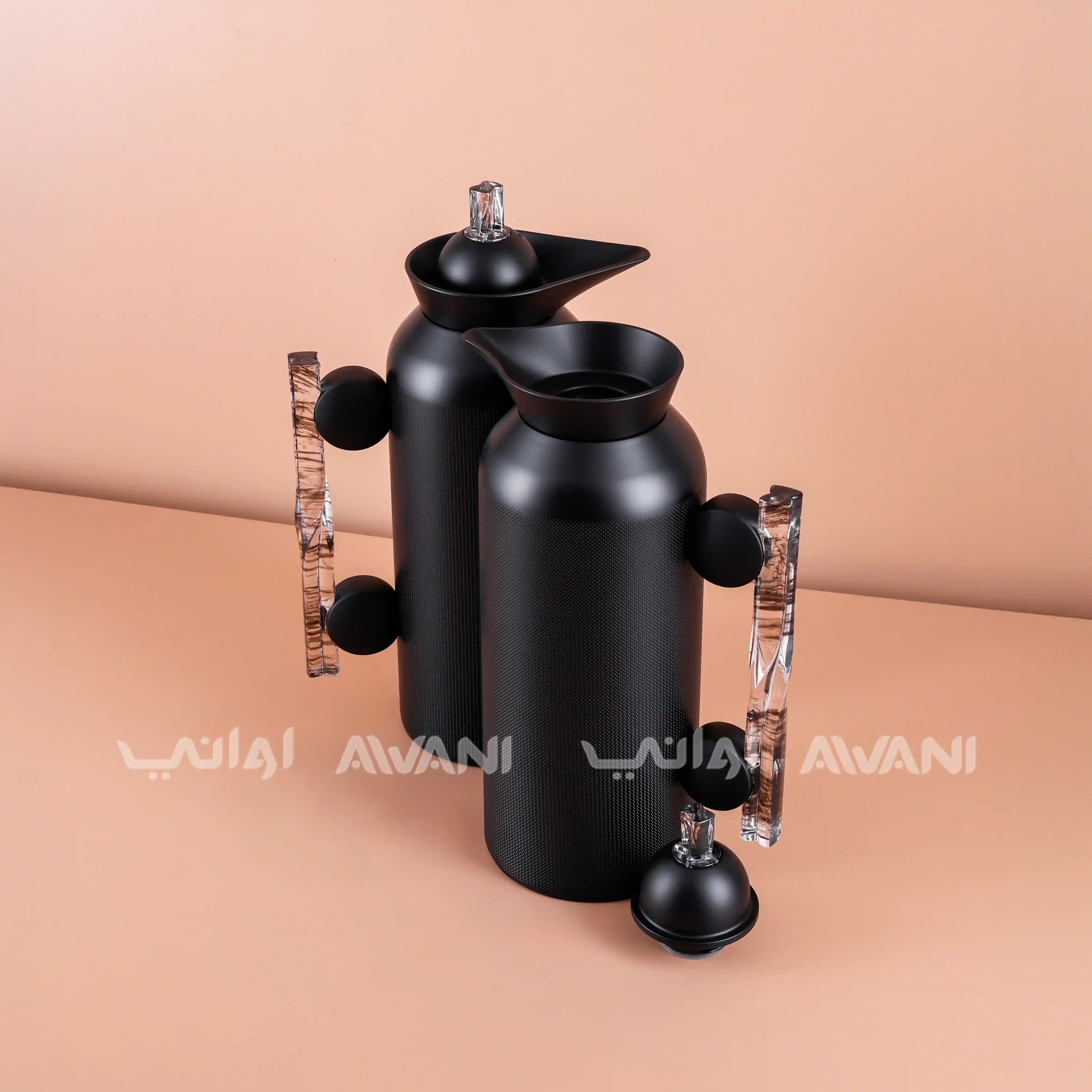 Stainless Steel Flask Set – Black Design 1 L