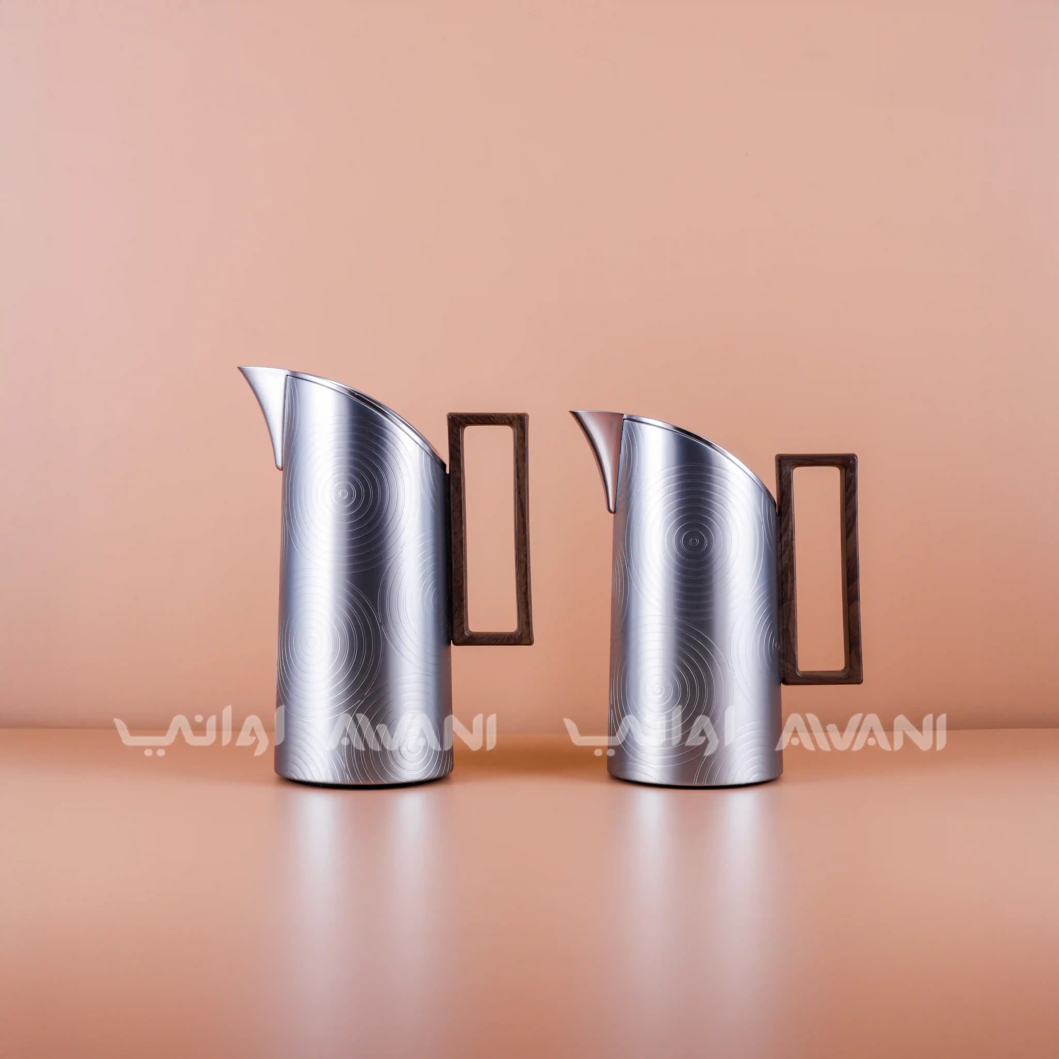 Thermal Flask Set – Silver with Wooden Handle 0.7 / 1 L