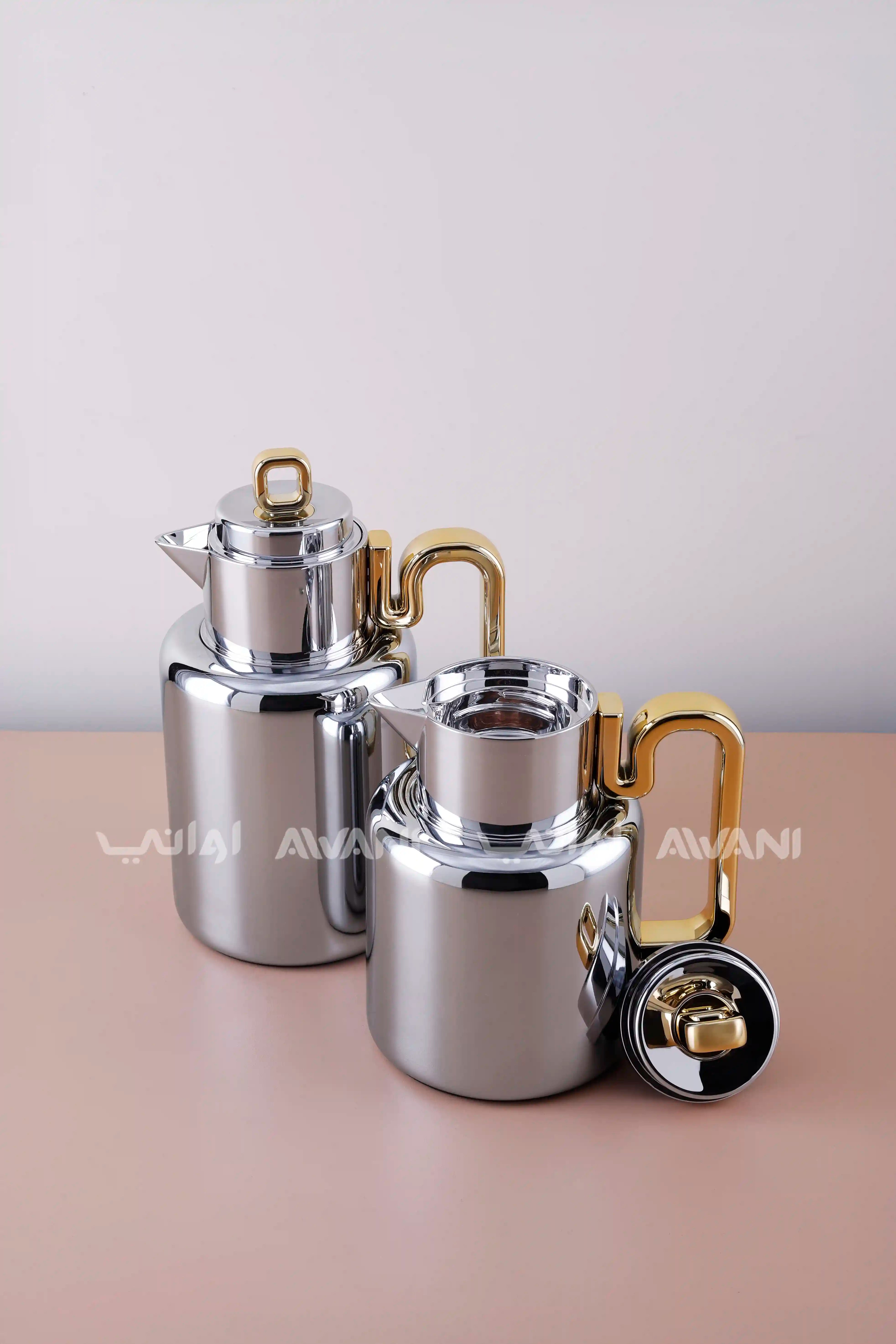 Luxury Modern | Gold Handle Flask Silver