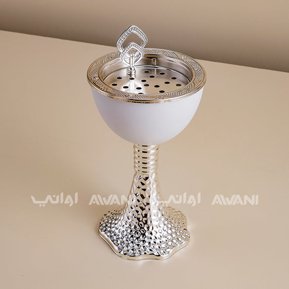 Incense Burner White and Silver Color