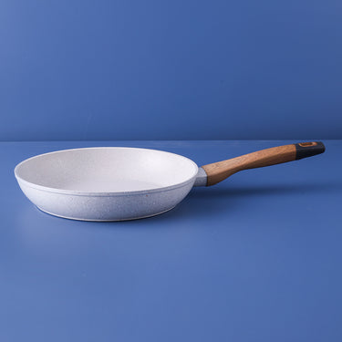 25*5 cm Forged Aluminum wooden Handle Fry Pan with Marble Non-Stick Coating