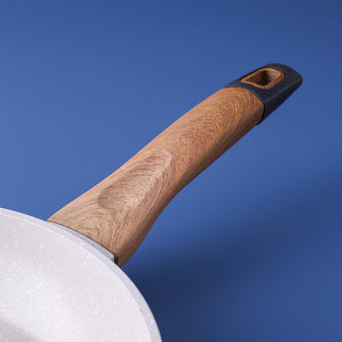 25*5 cm Forged Aluminum wooden Handle Fry Pan with Marble Non-Stick Coating