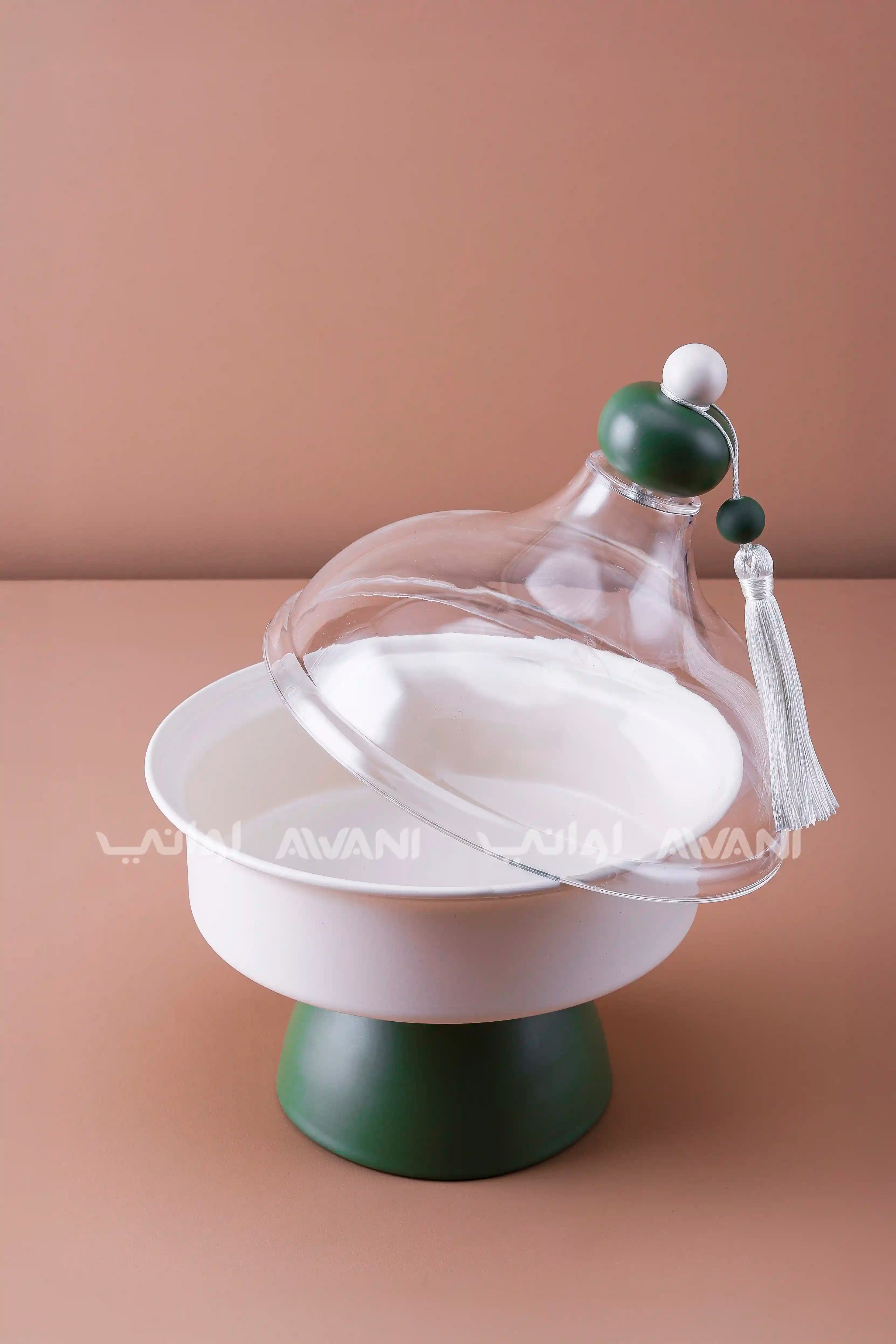 Green Bowls with Clear Dome