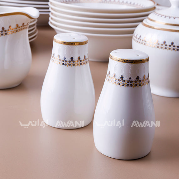 51-Piece White Porcelain Dinnerware Set with Gold Trim