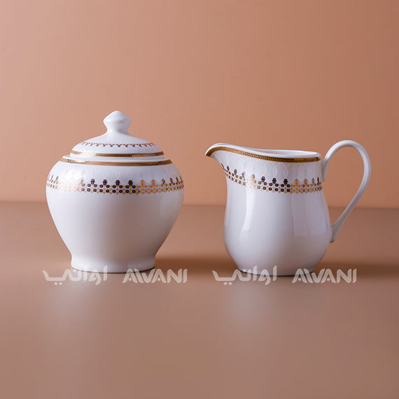 51-Piece White Porcelain Dinnerware Set with Gold Trim
