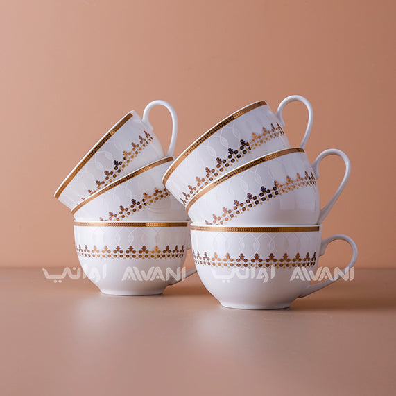 51-Piece White Porcelain Dinnerware Set with Gold Trim