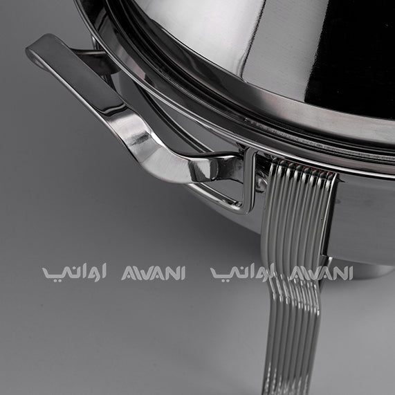 Luxury Round Stainless Steel Chafing Dish with Silver Legs – Buffet Food Warmer with Glass Lid (6 L)