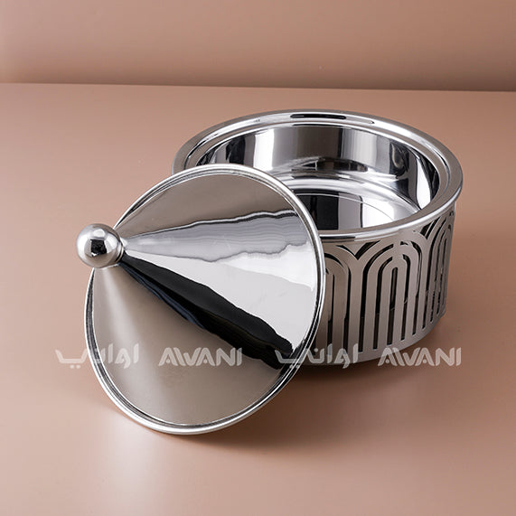 Luxury Arabic Stainless Steel Food Warmer | Server with Dome Lid – Silver Finish - 2 L