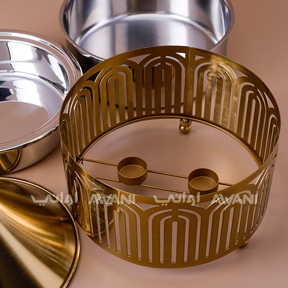 Luxury Arabic Stainless Steel Date Server with Dome Lid – Gold Finish - 3 L