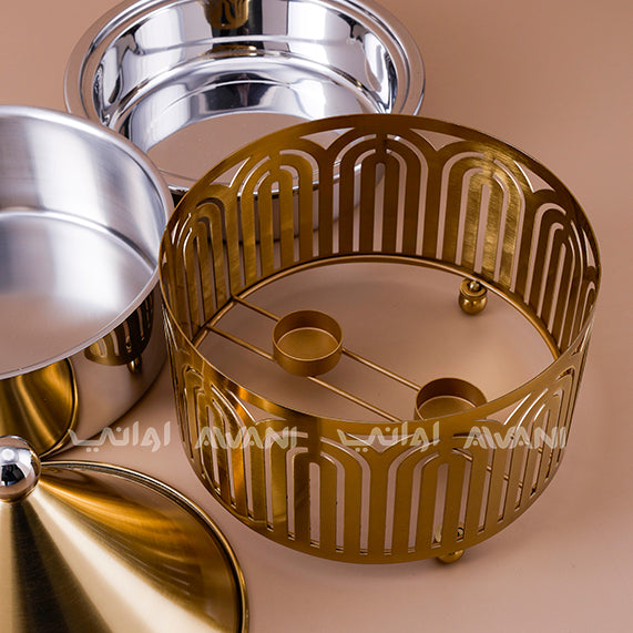Luxury Arabic Stainless Steel Date Server with Dome Lid – Gold Finish - 2 L