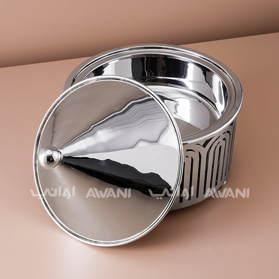 Luxury Arabic Stainless Steel Food Warmer | Server with Dome Lid – Silver Finish - 3 L