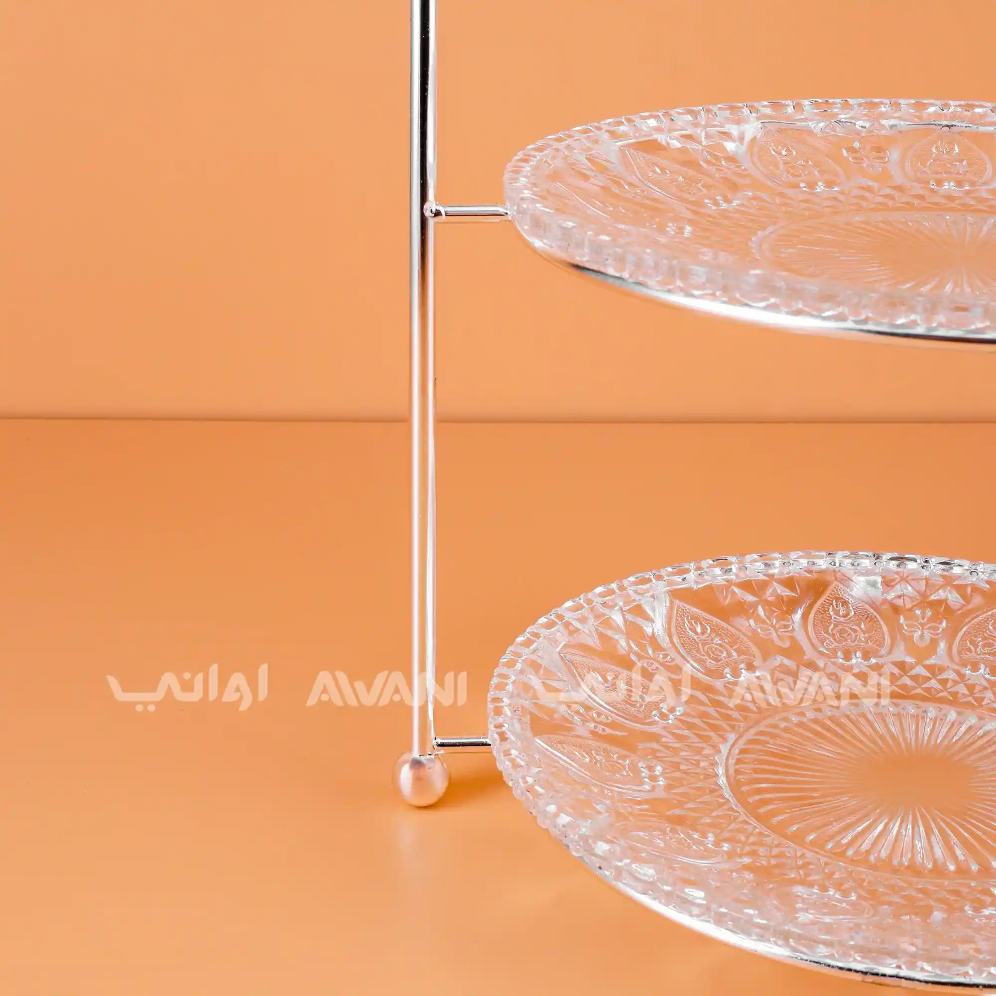 Elegant 2-Tier Glass Dessert Stand with Frame – Vintage Design