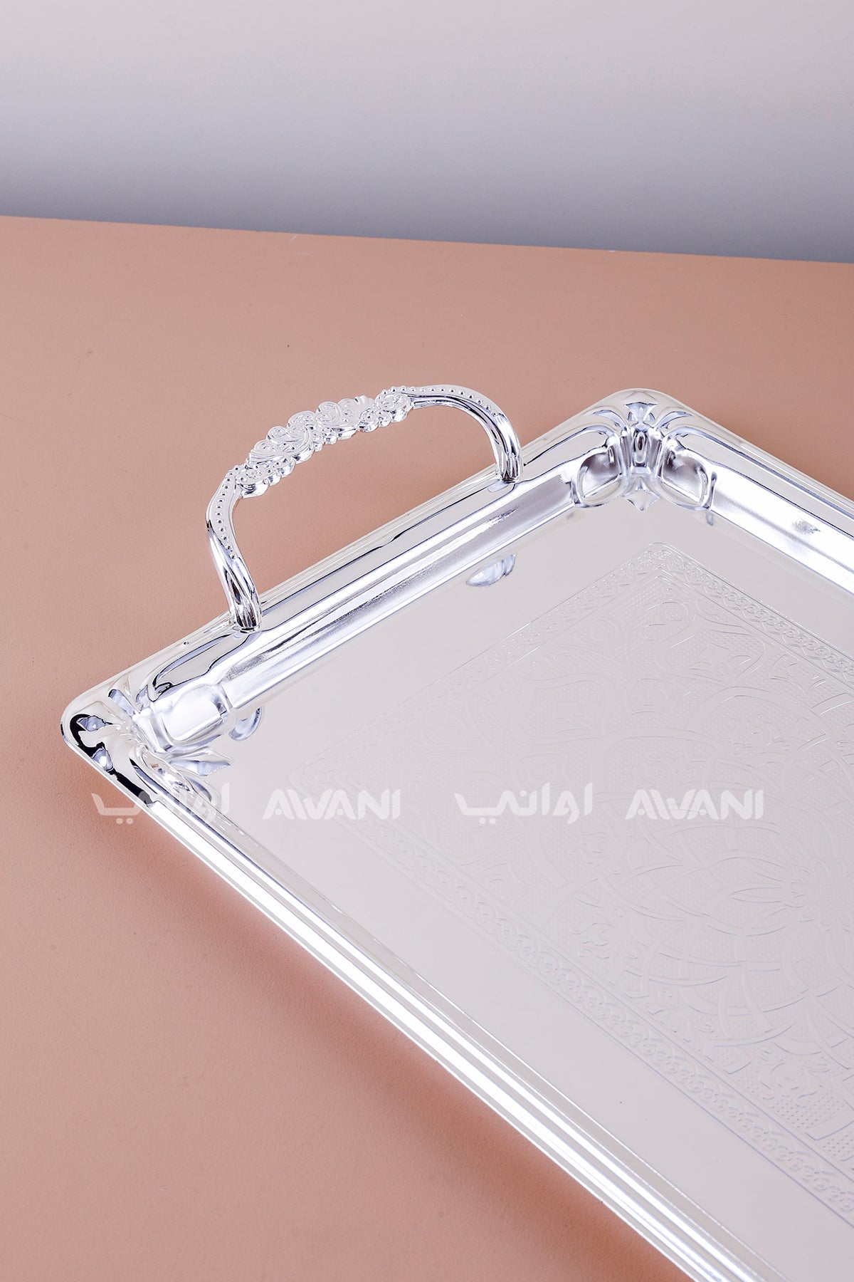 2 Pcs Luxury Silver Tray | Decorative Metal Serving Platter